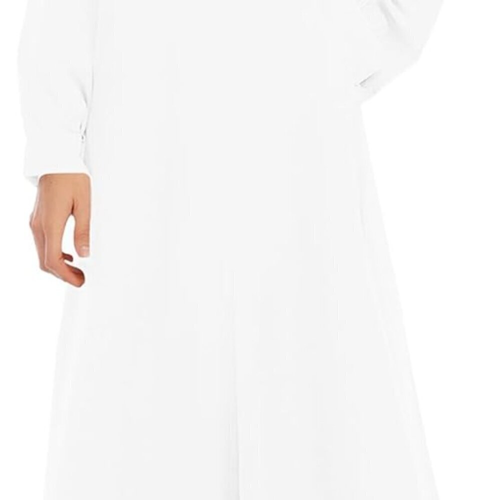 Solid Color Zipper Abaya Muslim Dress for Women Girls Pockets Long Sleeve